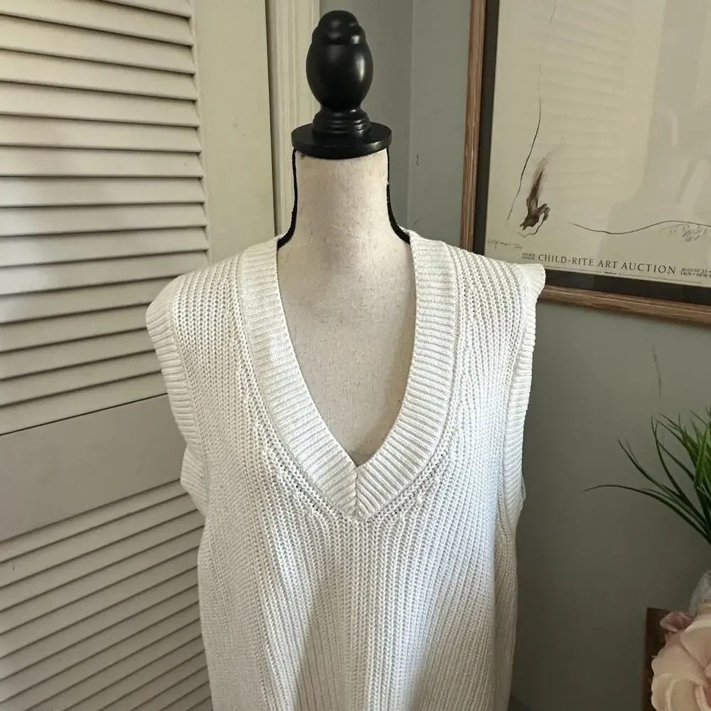 Abercrombie & Fitch Dress Womens XL White Chunky Knit Mini Shift Tennis Preppy - Picture 2 of 10